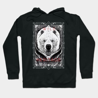 Bear Grizzly Wild Nature Illustration Line Epic Illustration Line Art Hoodie